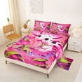 thumbnail image 2 of Erosebridal Pink Blossom Flowers Queen Sheet Sets,Cartoon Axolotl Salamander Bed Set For Teens 4 Pieces, 2 of 6