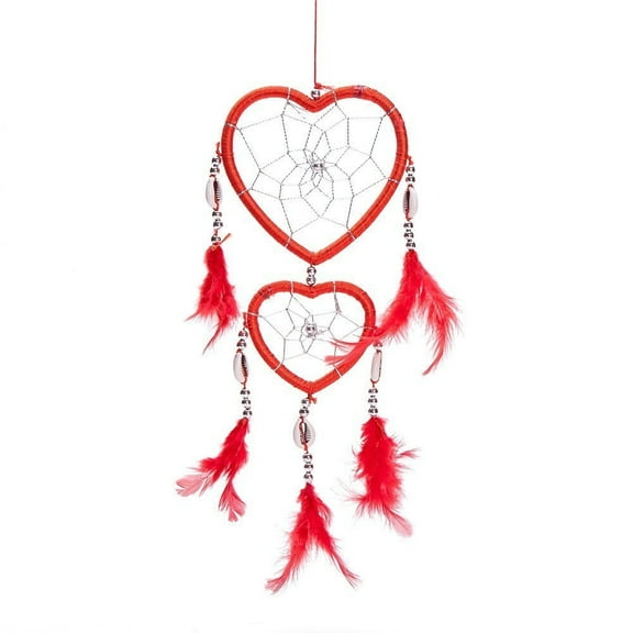 17" Traditional Red Dream Catcher with Feathers Wall or Car Hanging Ornament