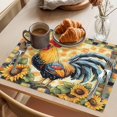 thumbnail image 3 of Retro Rooster Placemats Set of 8 Sunflower Animals Plaid Farmhouse Place Mats Indoor Wipeable Table Mats Washable Cloth Dining Table Placemats for Kitchen Holiday Party Home Decor 13x19 Inch, 3 of 9
