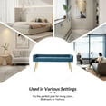 thumbnail image 6 of 55" Upholstered Ottoman Bench with Arms Low Back,End of Bed Entryway Bedroom Golden Tapered Leg Blue, 6 of 8