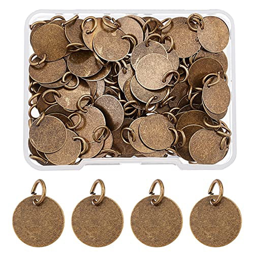 100Pcs Brass Stamping Blank Tag Charms 12mm Flat Round Metal Stamps Tags  Red Copper Blanks Pendants for Bracelet Necklace Jewelry DIY Craft  MakingHole:4mm 
