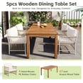 thumbnail image 3 of Harper & Bright Designs Patio PE Wicker Dining Table Set for 4, Outdoor Acacia Wood Rectangular Table and 4 Rattan Arm Chairs with Iron Frame for Poolside Backyard Garden, Natural, 3 of 20
