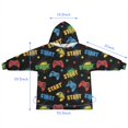 thumbnail image 7 of Multicolor Controllers Games Icons Black Pattern Blanket Hoodies for Kids 6-13YR Oversize Wearable Blanket Hoodies for Boys Girls Teens, 7 of 7