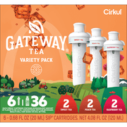Cirkul Gateway Tea Flavor Cartridge Variety Pack, Drink Mix, 6-Pack (2 Sweet Tea, 2 Raspberry Tea, 2 Peach Tea)
