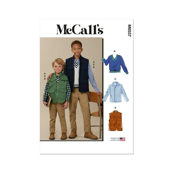 McCall's Sewing Pattern 8537 - Children’s and Boys’ Vests, Top and Shirt, Size: HH (3-4-5-6)