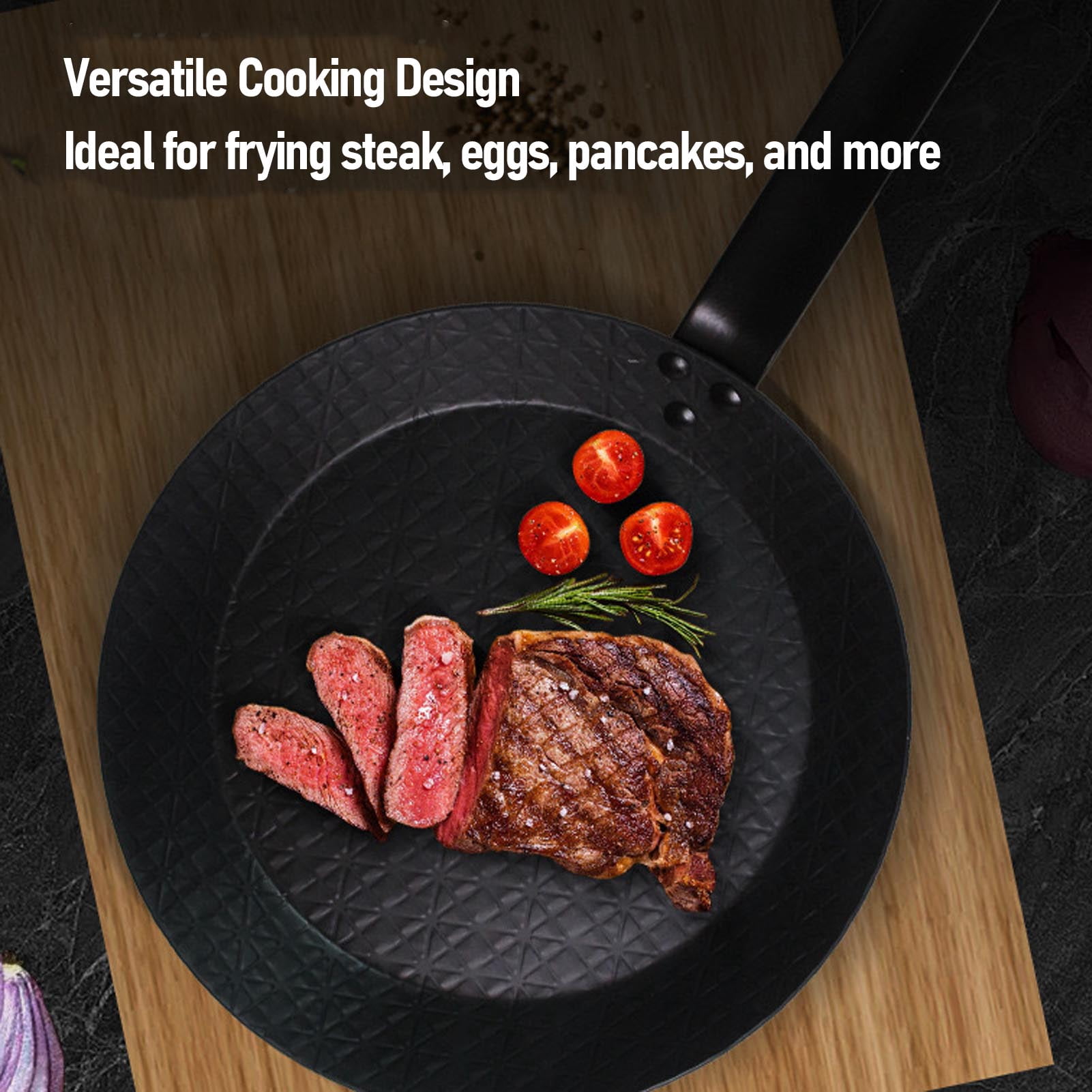 Small Carbon Steel Frying Pan - Non-Stick Skillet for Gas & Induction Cooktops