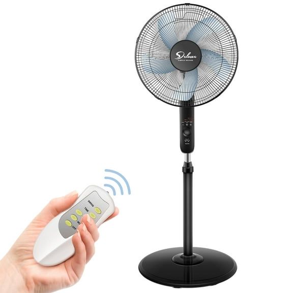 YMHML 16″Adjustable 3 Speed Stand Fan, Pedestal Fan Can 90 Degree Oscillation With Remote Control For Home Office Use
