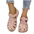 thumbnail image 5 of Xfvqtps Fisherman Sandals for Women Hook and Loop Wedge Hollow out Close Toe Soft Sole Walking Non Slip Breathable Summer Sandals Pink, 5 of 9