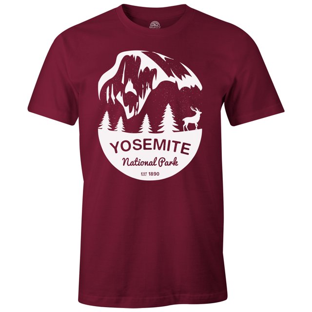 Gravity Outdoor Co. Yosemite Mens AA EE. UU. Camiseta de manga corta - White logo - Cranberry - 2XL Gravity Outdoor Co. Camiseta de manga corta