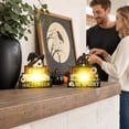 thumbnail image 4 of Halloween Decor, Vintage Halloween Decorations, Halloween Tiered Tray Decor, Halloween Shelf Decor, 3D Wooden Stacked Tabletop Sign with Glowing Pumpkin Accent, 6X6X1 Inch, 4 of 6