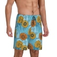 thumbnail image 2 of Kdxio Sunflowers Print Mens Sleep Shorts Bottoms Soft Comfy Pajama Wear Pants with Drawstring Pockets, 2 of 7