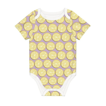 

Coaee Yellow Lemon Slices for Soft Cotton Baby Short-Sleeve Bodysuit Baby Girls Boys Bodysuit Romper