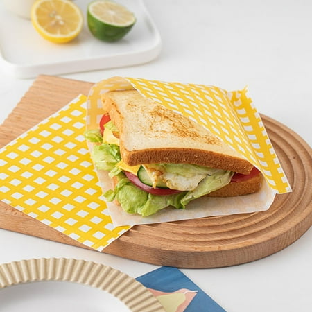50Pcs Food Grade Baking Wrappers Oil Paper Packaging For Sandwich Bread Food