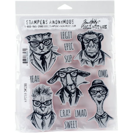 UPC: 0653341835611 | Tim Holtz Cling Stamps 7 X8.5  Hipster
