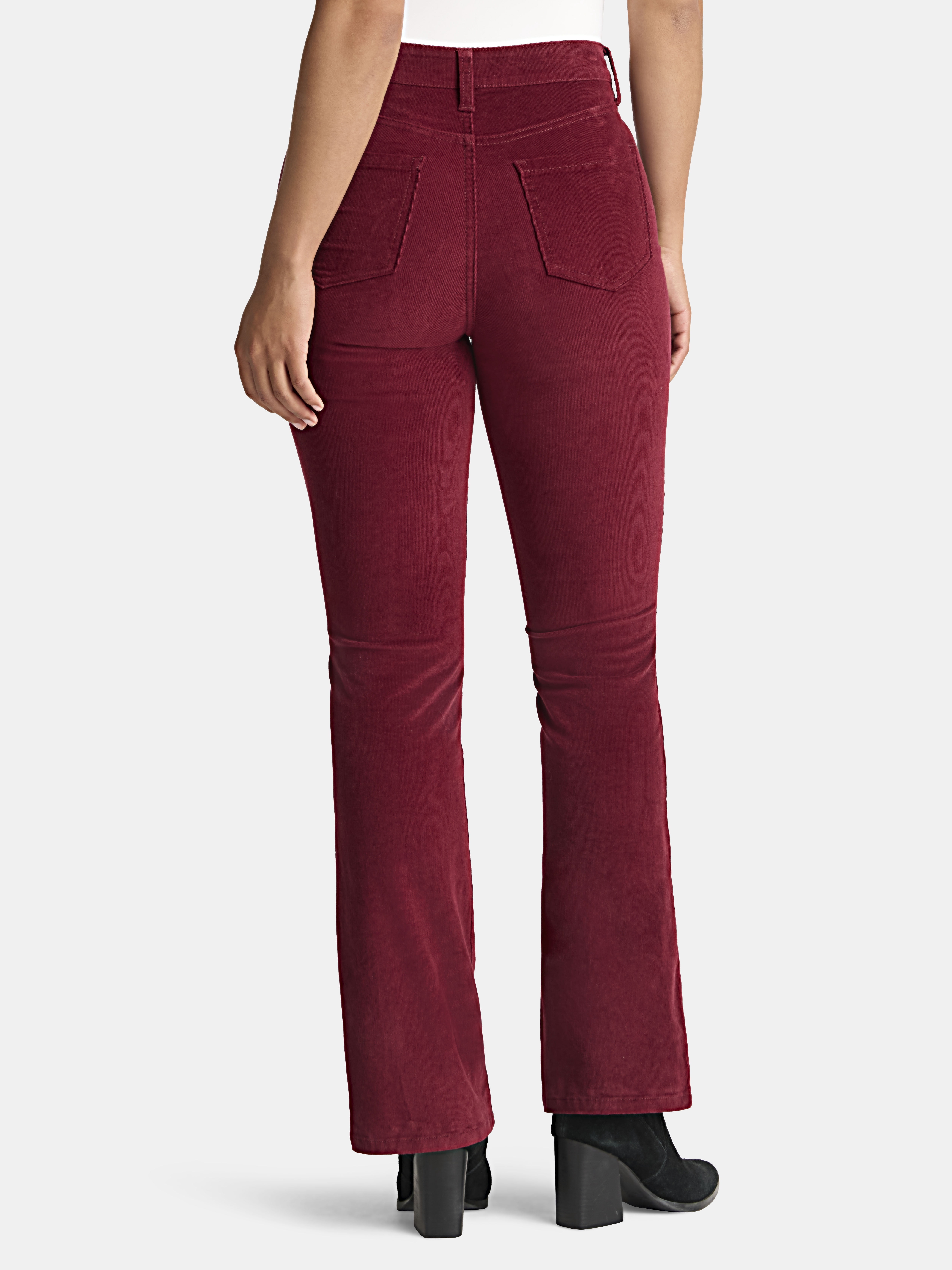 Time and Tru Women's High Rise Corduroy Flare Jeans, 32" Inseam, Sizes 2-22