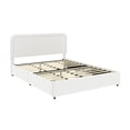 thumbnail image 6 of Wood Queen Size Bed Frame, Boucle Upholstered Platform Bed Frame with Headboard and 2 Drawers, Soft Rounded Corners, Noise Free, Easy Assembly, Ivory, 6 of 8