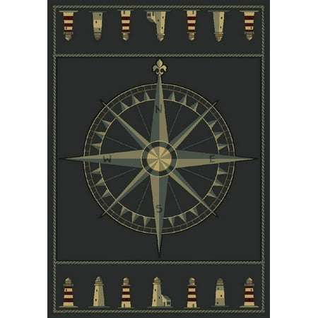 Designer Home Angles Area Rug 510-24966 Compass Rose Smoke Blue Compass (Best Designer Wallpaper 2019)