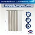 thumbnail image 2 of Clorox 100% Polyester Shower Curtain Set with Waterproof PEVA Liner and 12 Metal Hooks (Tan), 2 of 8