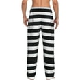 thumbnail image 3 of Goofa Black And White Stripes Printed Soft Pajama Pants for Men, Wide Leg Comfy Casual Lounge Yoga Pants-Small, 3 of 9