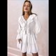 thumbnail image 4 of Vestido Corto Informal de Verano para Mujer, con Escote en V, Larga, Holgado, Cintura Alta, Plisado y Volantes M, 4 of 8