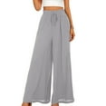 thumbnail image 4 of BODOAO Women's Casual Wide Leg Culottes Pants Comfy Drawstring High Elastic Waist Palazzo Pants Wide Leg Pants Solid Color Waist Pants Gy2 M, 4 of 4