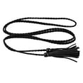 thumbnail image 6 of 2 pieces Woven Tassel Waist Belt Vintage Style Casual Waistband Waist Rope with Bead Pendant Lady Jeans for Party Wedding Black and Dark Brown, 6 of 8