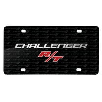 Dodge Challenger R/T 3D Logo on Logo Pattern Black Aluminum License Plate