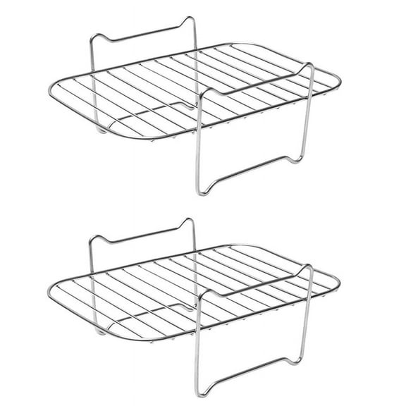 2X Rack for DZ201/DZ401 Foodi Accessories Stainless Steel Multi-Layer Stackable Dehydrator Rack,2 x Air Fryer Stand,silver