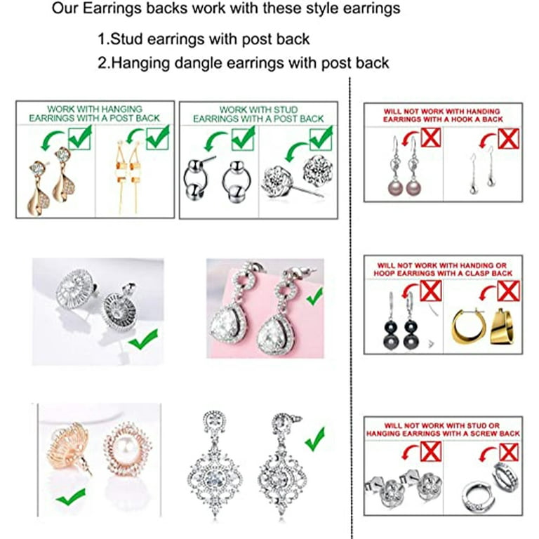 Earring Lifters - Earring Backs Lifts Heavy Stud Earrings, earlobe Support  for Earrings, Heart, Tiara Earring Backs for Heavy Earring, Upgraded Large  Earring Backs for Droopy Ears S 