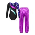 thumbnail image 2 of Doomiva Kids Girls Gymnastics Ballet Dance Leotard Bodysuit Unitard Jumpsuit with Jogger Pants Set Sport Tracksuit Navy&Rose 14, 2 of 7