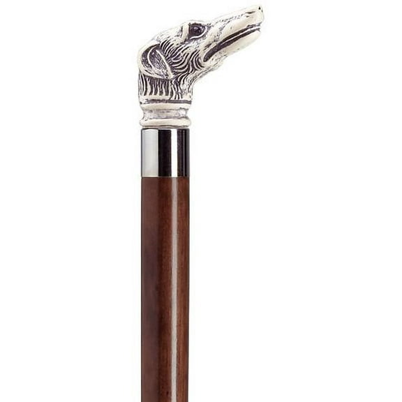 Walking Cane Scrimshaw Unisex Whippet Dog Head Cane Walnut Shaft