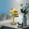 thumbnail image 6 of Modern Minimalist Cone Desk Lamp Antique Bronze Base & Linen Shade Bedside Table Lamp for Bedroom Living Room, Office, Dorm Sunflower and Bee Pattern Medium, 6 of 8