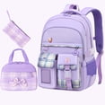 thumbnail image 2 of HJYCHN Backpack for Lightweight 3 Piece Set Ergonomic Large Capacity Daypack for Girls Kids 5-15 Years School Backpacks Purple L, 2 of 9