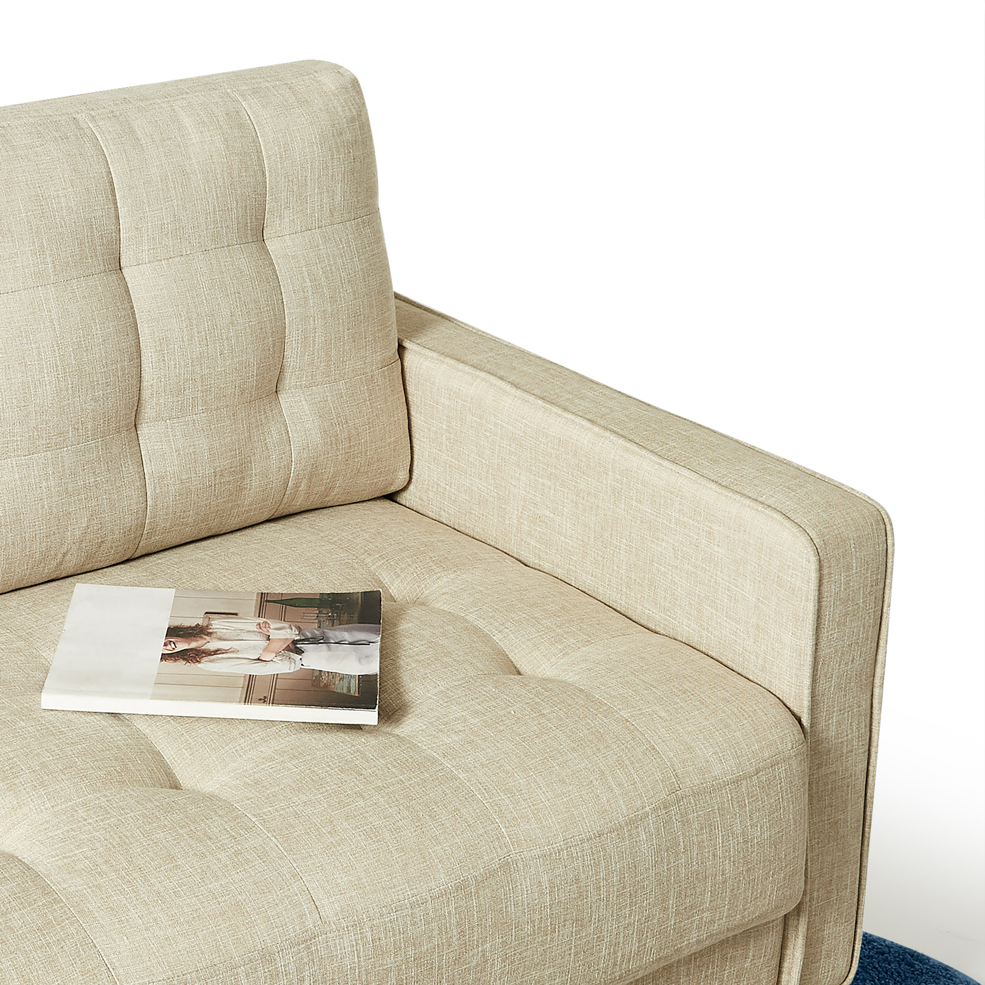 Zinus Benton 2-Seater Upholstered Indoor Loveseat, Beige