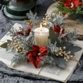 thumbnail image 6 of Kumdkd Christmas Wreath Candle Holder - 9.8"x3.5" Silk Rose Garland for Table Decor (Fireplace/Mantle Centerpiece, Reusable Holiday Decor), 6 of 6