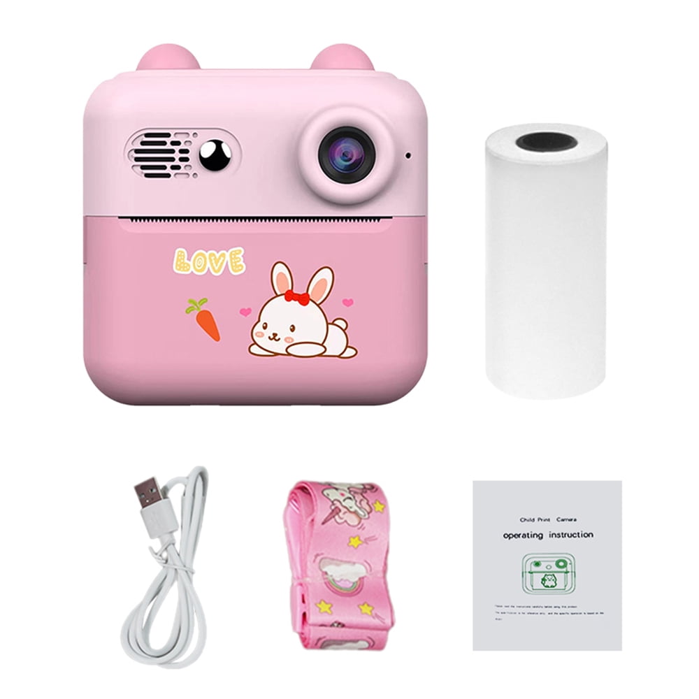 Camera 1080P  Print Camera Portable Mini Photo Printer For Children With 1200W Camera 2.4'' Screen With 1 Print Paper Roll Suitable For Journal Notes Memo Birthday Gift