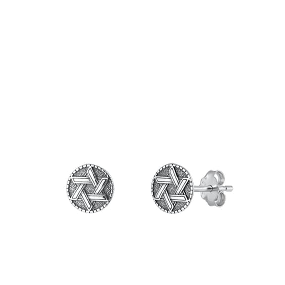 Sterling Silver Wholesale Jewish Star of David Oxidized Stud Earrings .925 New Jewelry Female Unisex
