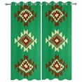 thumbnail image 4 of Outdoor Curtains for Patio Waterproof Green Aztec Indoor/Outdoor Curtain Tiebacks Boho Western Tribal Pattern Privacy Curtain Sun Block Grommet Drapes for Pergolas Gazebo Porch 2 Panel 54x108 Inch, 4 of 9