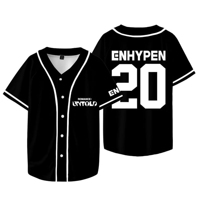 T-Shirt de Baseball K-pop ENHYPEN Walk The Line World Tour Merch Jersey Unisexe à Manches Courtes