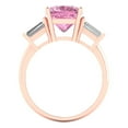 thumbnail image 4 of 3 ct Cushion Cut Simulated Pink Diamond Three-Stone Engagement Ring for Women in 18K Rose Gold, 4 of 5