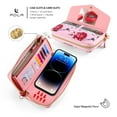 thumbnail image 4 of for iPhone 14 Pro Wallet Case - Magnetic Detachable Back Case with RFID Blocking Card Holder, Hand Strap & Crossbody Strap, Floral Flower PU Leather Flip Cover Case for Women Girls, Pink, 4 of 11