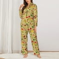 thumbnail image 2 of Fotbe Fruits And Vegetables Pattern Long Sleeve Pajama Set for Women,Sleepwear Set,2-piece Loungewear Set,Soft PJs Comfy Nightwear with Pockets -X-Large, 2 of 7