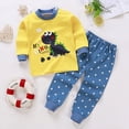 thumbnail image 2 of CAUYDY 3 6 9 12 Months Newborn Boy Photoshoot Outfits Baby Pajamas Long Sleeve Shirt Elastic Pants Soft Set Preemie Clothes Infant Boys Pjs Fall Winter Sizes 6-12 Months,Yellow, 2 of 4