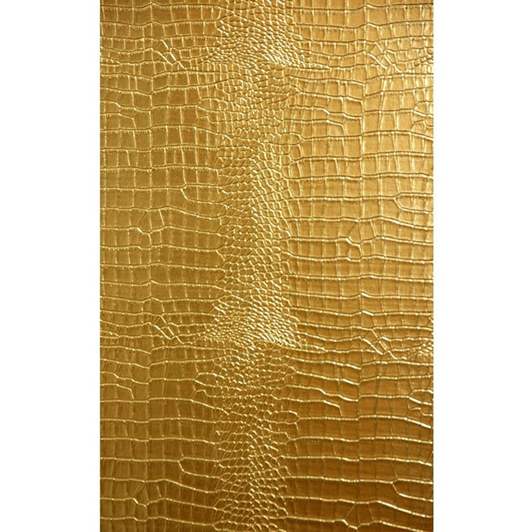 Fashionable Gold Metallic Glossy Crocodile Pattern Pu Material