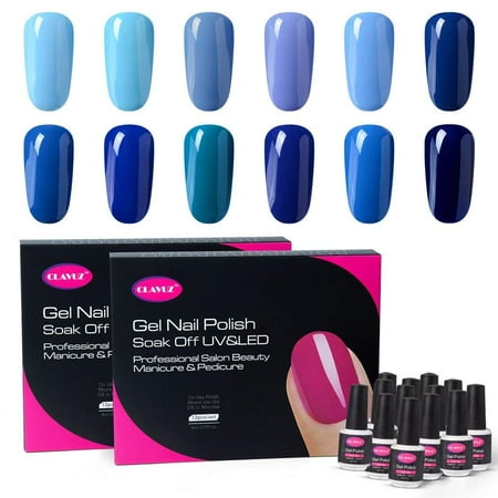 Clavuz Gel Polish Kit 12pcs Soak Off Blue Nail Polish Salon Beauty