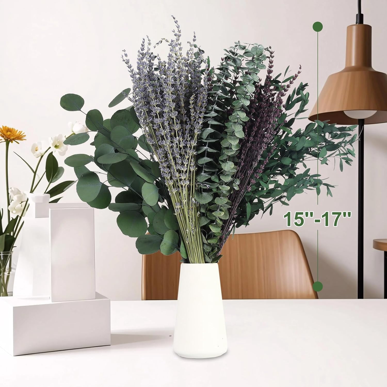 120+ Pcs Mixed Dried Eucalyptus & Lavender Flowers for Shower, Preserved Natural Leaves Wall Hanging, Plant Fragrance, Florals Vase Fillers, Wedding, Green Bathroom Decor