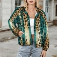 thumbnail image 3 of Jackets for Women Winter Coat Jackets Flannel Stand Collar Jacket(Teal Stripes Leopard Print Pattern,Size:S-4XL), 3 of 7