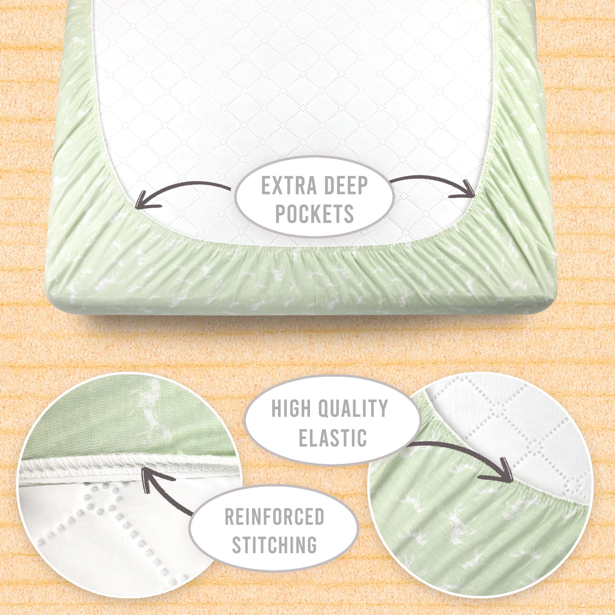 3-Pack Mini Crib Sheets – 100% Cotton, Soft & Breathable Fitted Sheets for Pack and Play & Mini Cribs (38” x 24” x 5”)