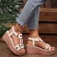 thumbnail image 4 of Bnwani Platform Sandals,Sandals for Women,Wedge,Open Toe,Casual,Cutout,White,7.5, 4 of 9