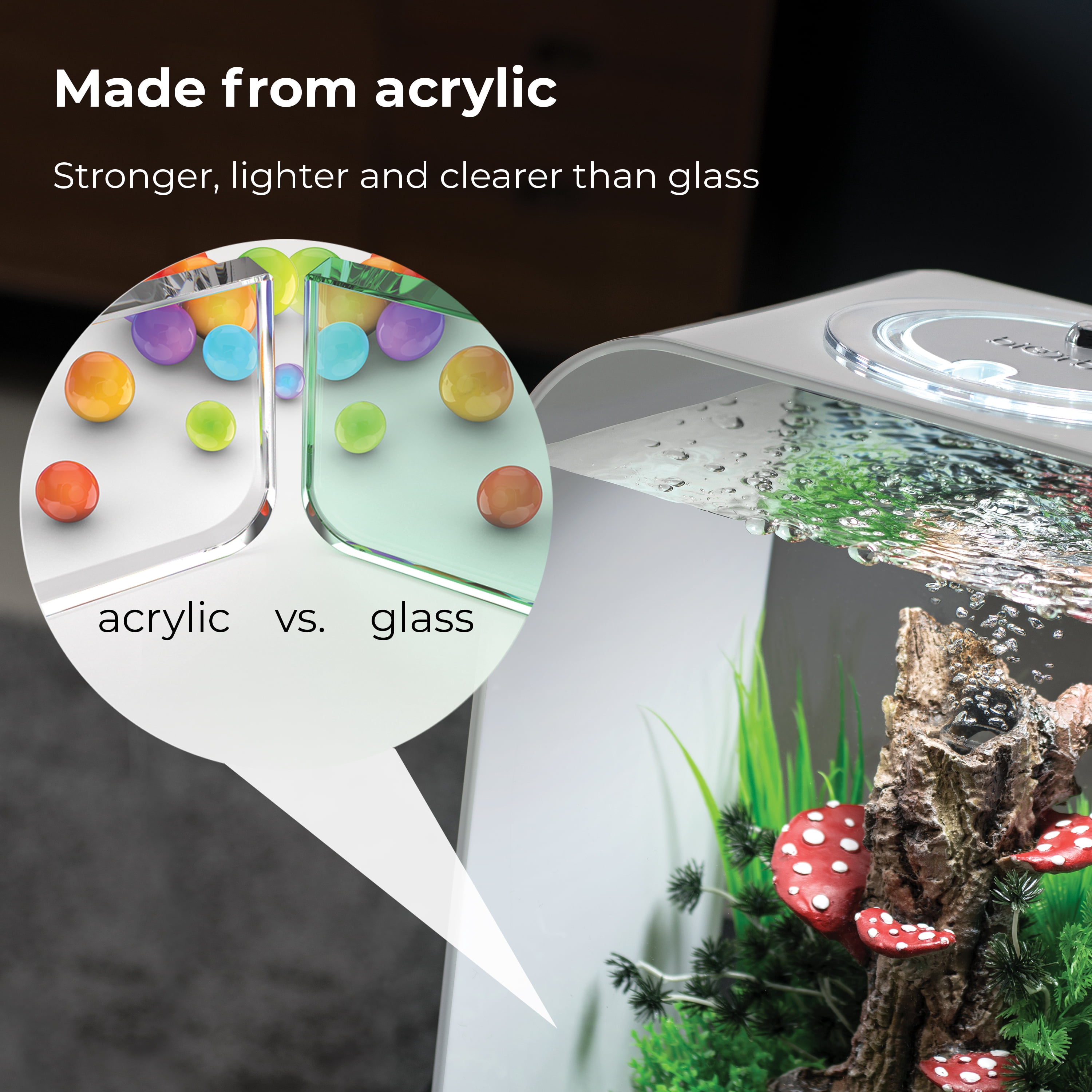 biOrb LIFE 15 Aquarium with Standard Light - 4 Gallon, Transparent, Acrylic